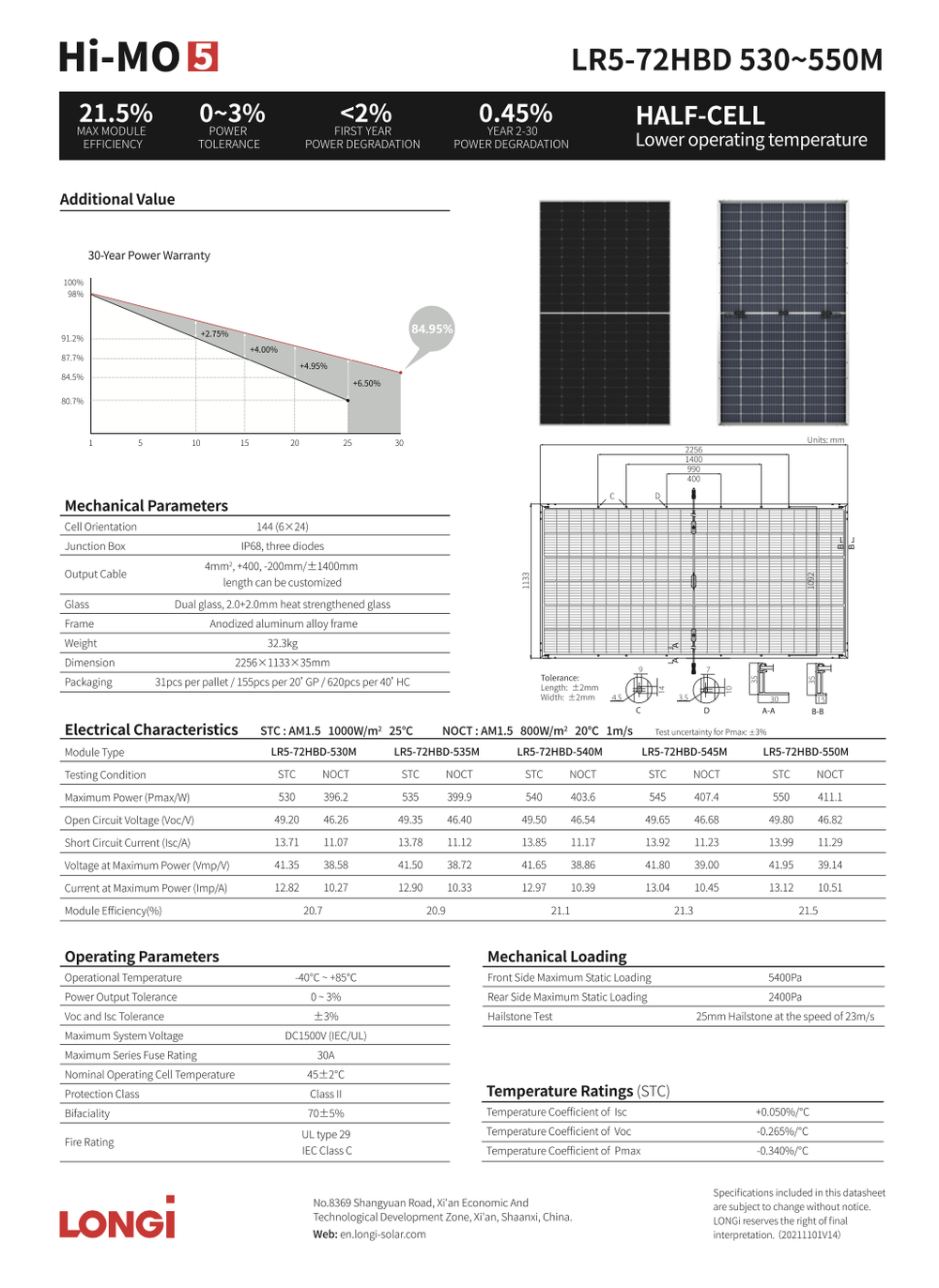 LONGi Hi-MO5 - A Bifacial - 540W - Individual — MSH Solar